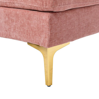 U-Shape Sectional Sofa: 110.6" Wide 3-Piece Upholstered Sectional with Chaise Longue(Pink Polyester Blend)