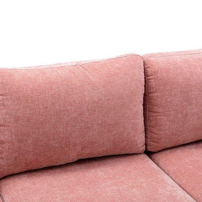 U-Shape Sectional Sofa: 110.6" Wide 3-Piece Upholstered Sectional with Chaise Longue(Pink Polyester)