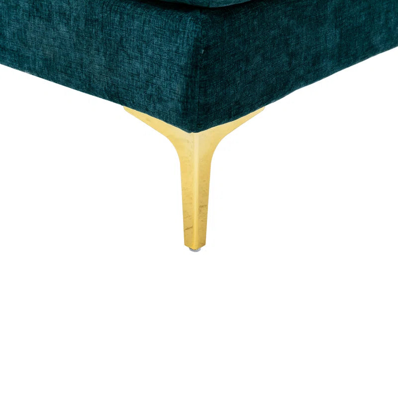 U-Shape Sectional Sofa: 110.6" Wide 3-Piece Upholstered Sectional with Chaise Longue(Teal Blue Polyester)