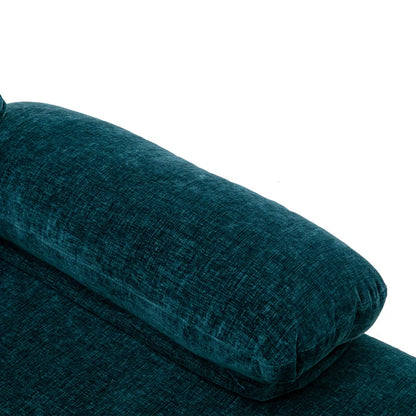 U-Shape Sectional Sofa: 110.6" Wide 3-Piece Upholstered Sectional with Chaise Longue(Teal Blue Polyester)