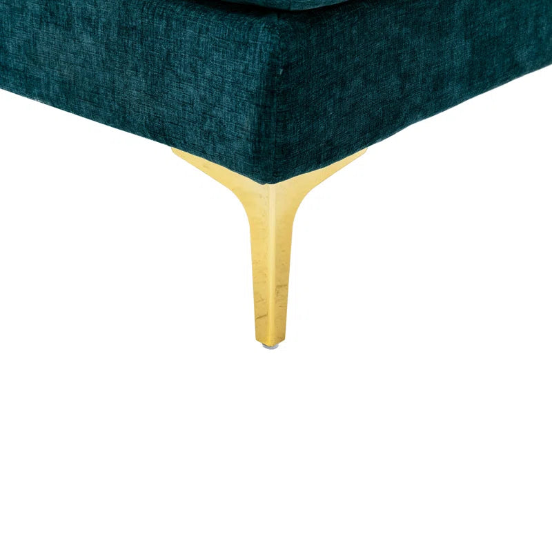 U-Shape Sectional Sofa: 110.6" Wide 3-Piece Upholstered Sectional with Chaise Longue(Teal Polyester Blend)