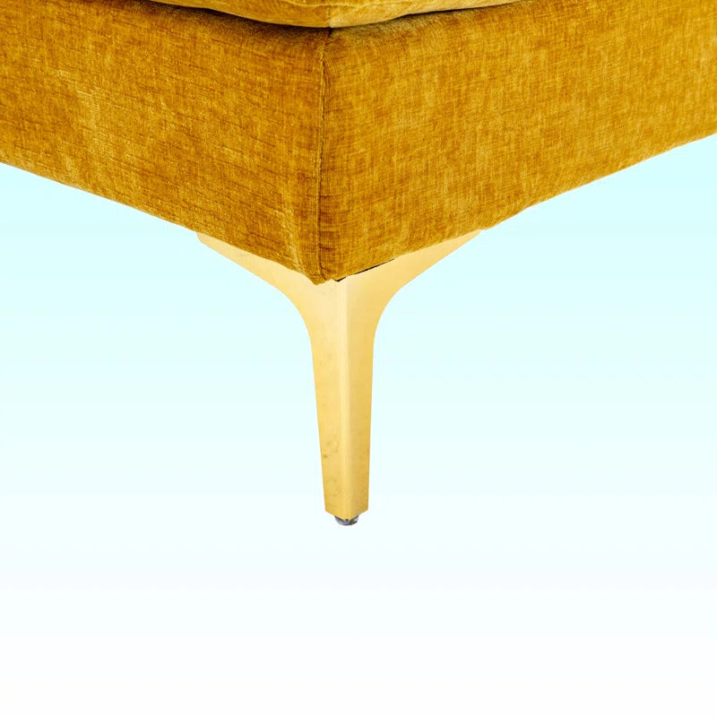 U-Shape Sectional Sofa: 110.6" Wide 3-Piece Upholstered Sectional with Chaise Longue(Yellow Chenille)