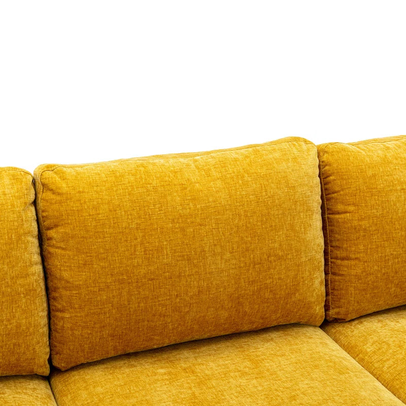 U-Shape Sectional Sofa: 110.6" Wide 3-Piece Upholstered Sectional with Chaise Longue(Yellow Polyester)