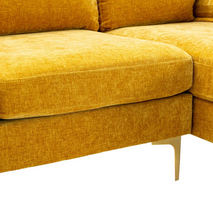 U-Shape Sectional Sofa: 110.6" Wide 3-Piece Upholstered Sectional with Chaise Longue(Yellow Polyester)