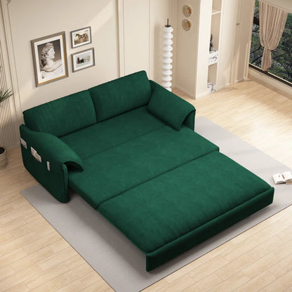 Sofa Cum Bed: 3-in-1 Queen Convertible Sleeper Sofa Cum Bed(Green Velvet)