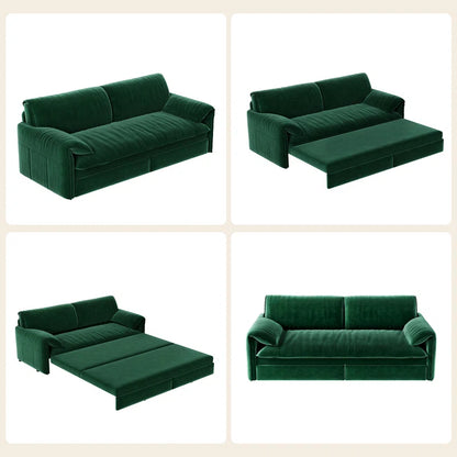 Sofa Cum Bed: 3-in-1 Queen Convertible Sleeper Sofa Cum Bed(Green Velvet)