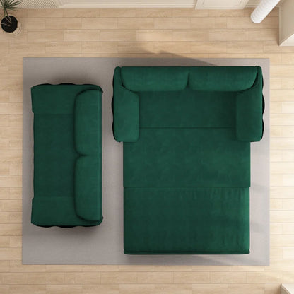 Sofa Cum Bed: 3-in-1 Queen Convertible Sleeper Sofa Cum Bed(Green Velvet)
