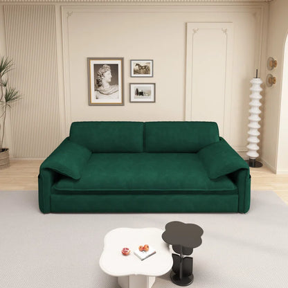 Sofa Cum Bed: 3-in-1 Queen Convertible Sleeper Sofa Cum Bed(Green Velvet)