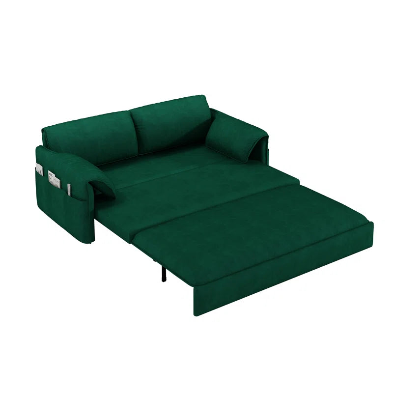 Sofa Cum Bed: 3-in-1 Queen Convertible Sleeper Sofa Cum Bed(Green Velvet)
