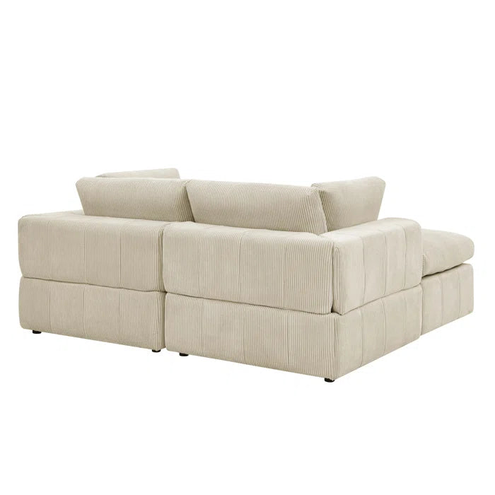 U-Shape Sectional Sofa: 4 - Piece Corduroy Sectional(Beige Corduroy)