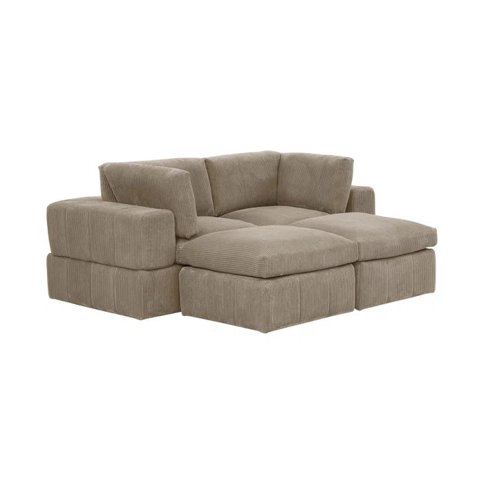 U-Shape Sectional Sofa: 4 - Piece Corduroy Sectional(Camel Corduroy)