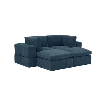 U-Shape Sectional Sofa: 4 - Piece Corduroy Sectional(Dark Blue Corduroy)