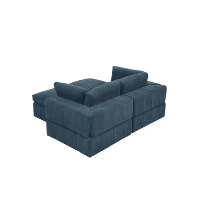 U-Shape Sectional Sofa: 4 - Piece Corduroy Sectional(Dark Blue Corduroy)