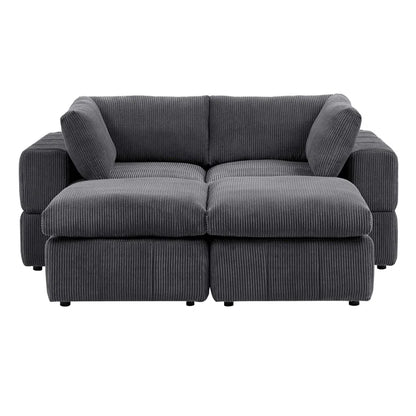 U-Shape Sectional Sofa: 4 - Piece Corduroy Sectional(Dark Gray Corduroy)