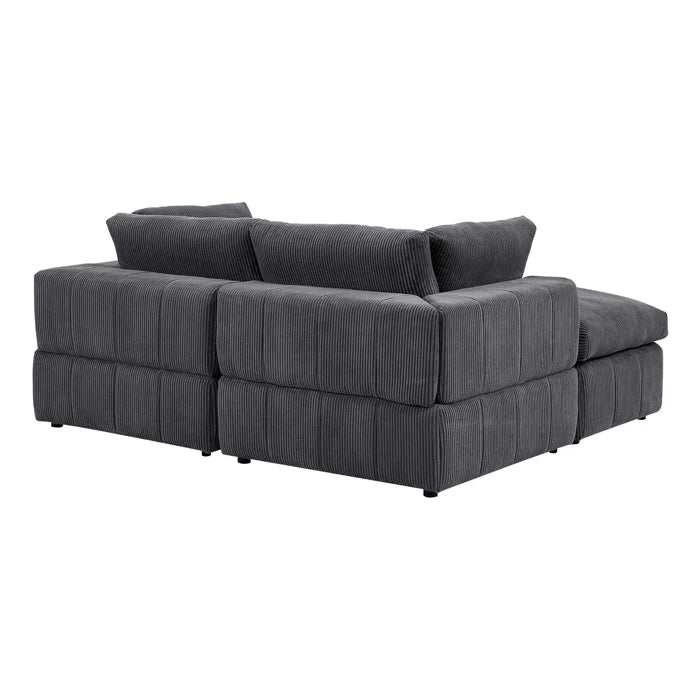 U-Shape Sectional Sofa: 4 - Piece Corduroy Sectional(Dark Gray Corduroy)