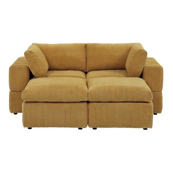 U-Shape Sectional Sofa: 4 - Piece Corduroy Sectional(Ginger Corduroy)