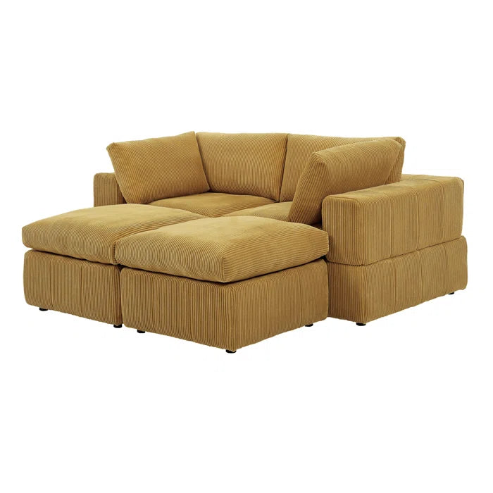 U-Shape Sectional Sofa: 4 - Piece Corduroy Sectional(Ginger Corduroy)