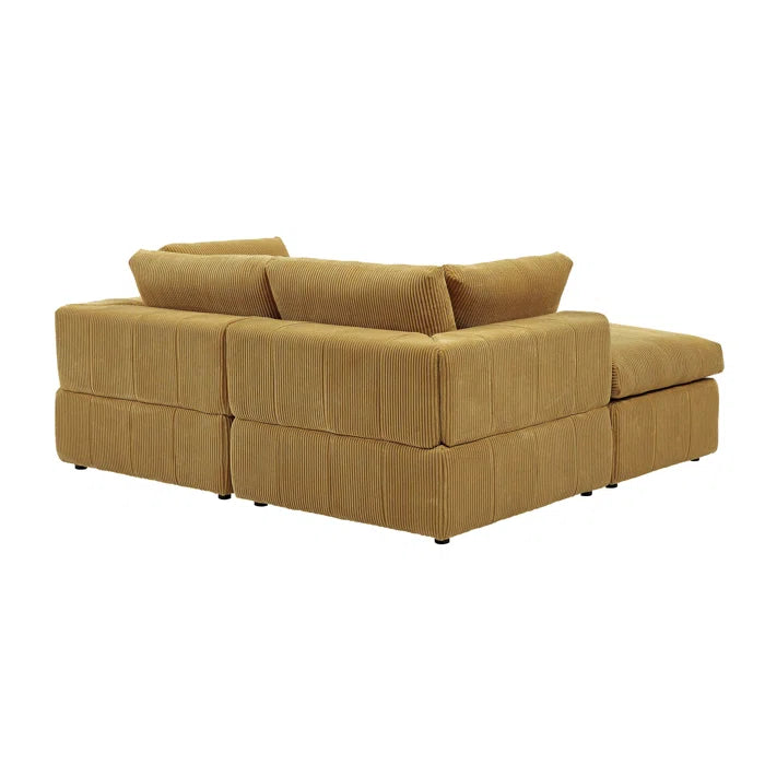 U-Shape Sectional Sofa: 4 - Piece Corduroy Sectional(Ginger Corduroy)