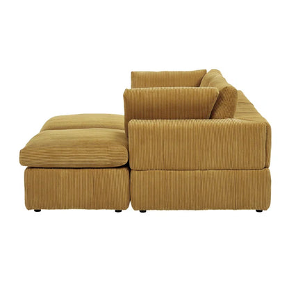 U-Shape Sectional Sofa: 4 - Piece Corduroy Sectional(Ginger Corduroy)