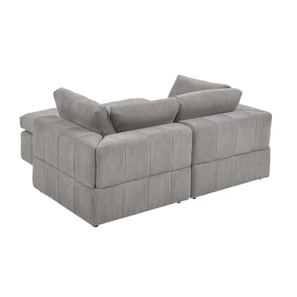 U-Shape Sectional Sofa: 4 - Piece Corduroy Sectional(Light Gray Corduroy)