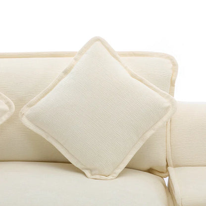 U-Shape Sectional Sofa: 4-Piece Cozy Modular Sectional Blend with Double Cushion Design(Beige Chenille/Polyester Blend)