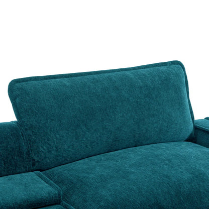 U-Shape Sectional Sofa: 4-Piece Cozy Modular Sectional Blend with Double Cushion Design(Green Chenille/Polyester Blend)