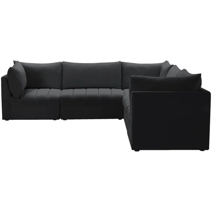 L-Shape Sectional Sofa: 5 - Piece Jacob Velvet Modular Sectional(Black Velvet)