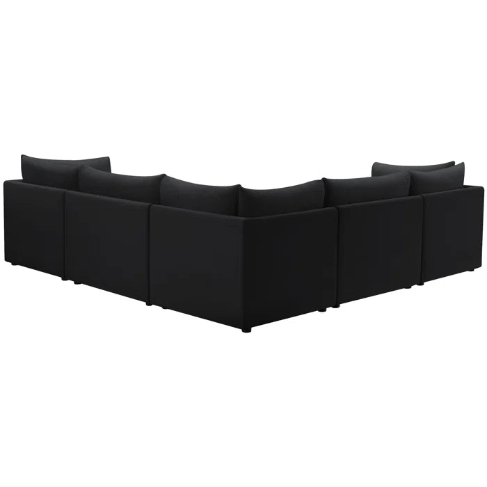 L-Shape Sectional Sofa: 5 - Piece Jacob Velvet Modular Sectional(Black Velvet)