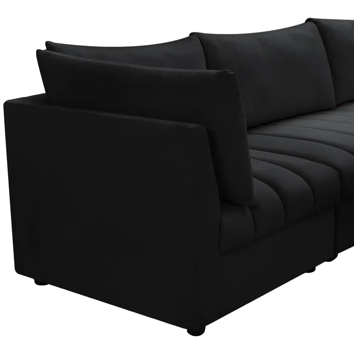 L-Shape Sectional Sofa: 5 - Piece Jacob Velvet Modular Sectional(Black Velvet)