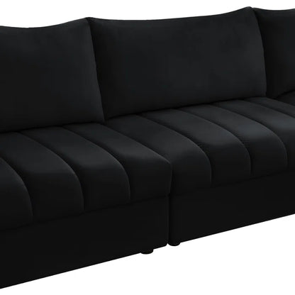 L-Shape Sectional Sofa: 5 - Piece Jacob Velvet Modular Sectional(Black Velvet)