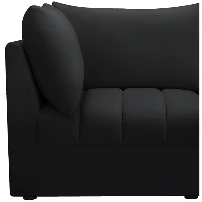 L-Shape Sectional Sofa: 5 - Piece Jacob Velvet Modular Sectional(Black Velvet)