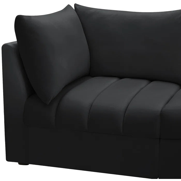 L-Shape Sectional Sofa: 5 - Piece Jacob Velvet Modular Sectional(Black Velvet)