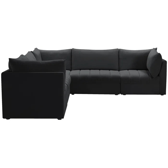 L-Shape Sectional Sofa: 5 - Piece Jacob Velvet Modular Sectional(Black Velvet)