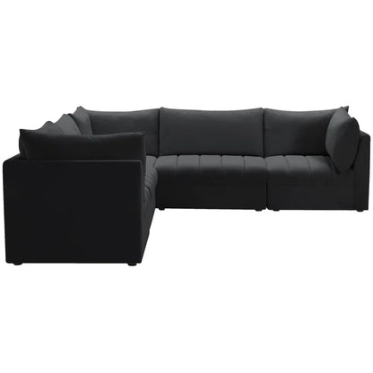 L-Shape Sectional Sofa: 5 - Piece Jacob Velvet Modular Sectional(Black Velvet)