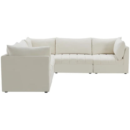 L-Shape Sectional Sofa: 5 - Piece Jacob Velvet Modular Sectional(Cream Velvet)