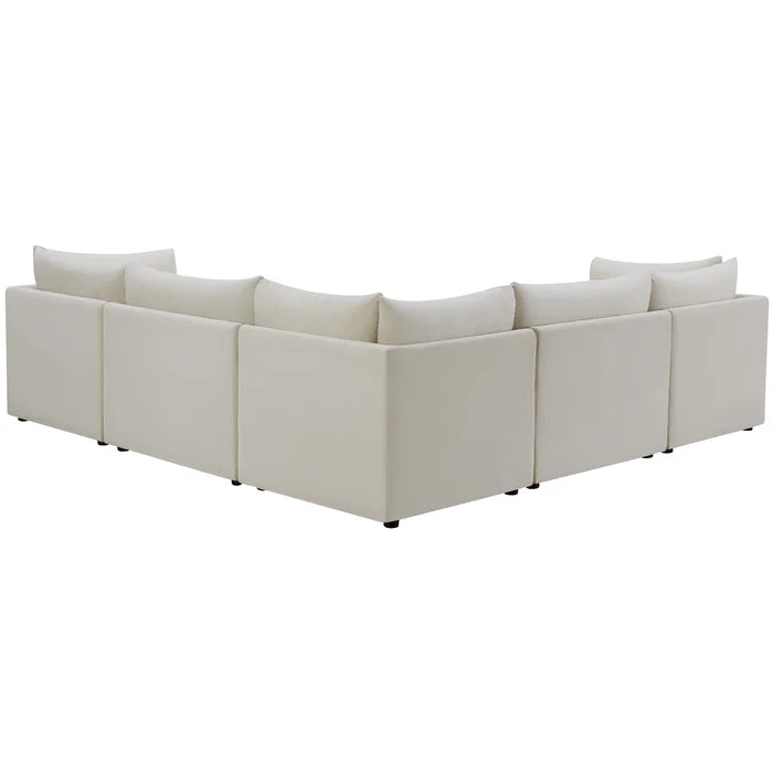 L-Shape Sectional Sofa: 5 - Piece Jacob Velvet Modular Sectional(Cream Velvet)