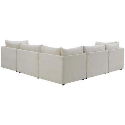 L-Shape Sectional Sofa: 5 - Piece Jacob Velvet Modular Sectional(Cream Velvet)