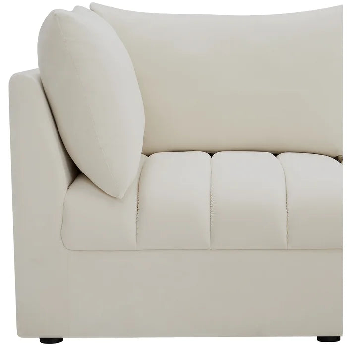 L-Shape Sectional Sofa: 5 - Piece Jacob Velvet Modular Sectional(Cream Velvet)