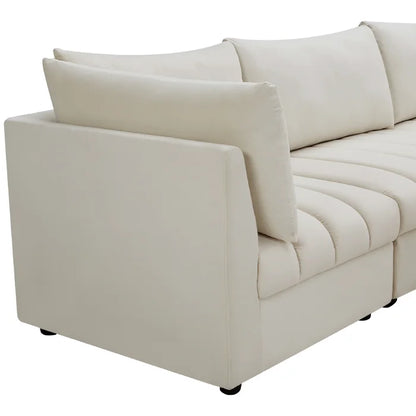 L-Shape Sectional Sofa: 5 - Piece Jacob Velvet Modular Sectional(Cream Velvet)