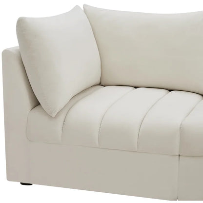 L-Shape Sectional Sofa: 5 - Piece Jacob Velvet Modular Sectional(Cream Velvet)