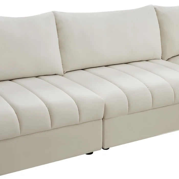L-Shape Sectional Sofa: 5 - Piece Jacob Velvet Modular Sectional(Cream Velvet)