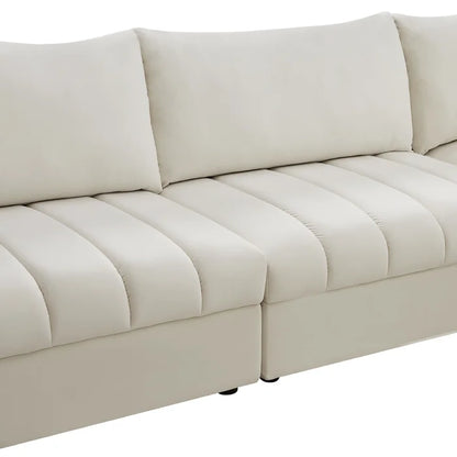 L-Shape Sectional Sofa: 5 - Piece Jacob Velvet Modular Sectional(Cream Velvet)