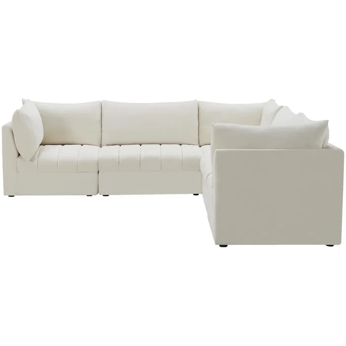 L-Shape Sectional Sofa: 5 - Piece Jacob Velvet Modular Sectional(Cream Velvet)