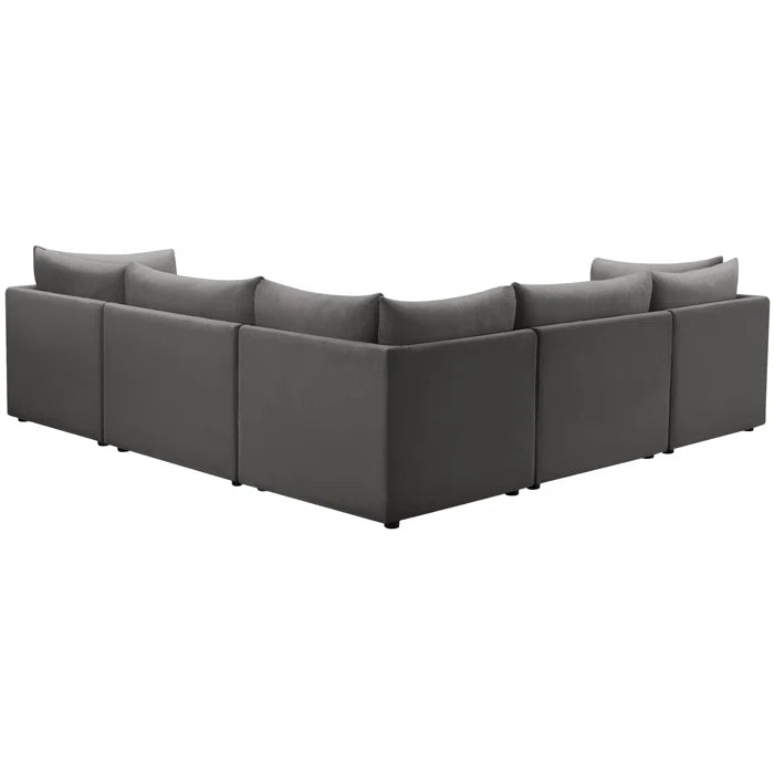 L-Shape Sectional Sofa: 5 - Piece Jacob Velvet Sofa Modular Sectional(Gray Velvet)