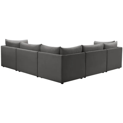 L-Shape Sectional Sofa: 5 - Piece Jacob Velvet Sofa Modular Sectional(Gray Velvet)