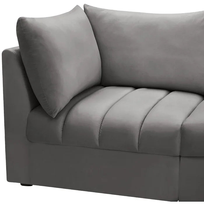 L-Shape Sectional Sofa: 5 - Piece Jacob Velvet Sofa Modular Sectional(Gray Velvet)