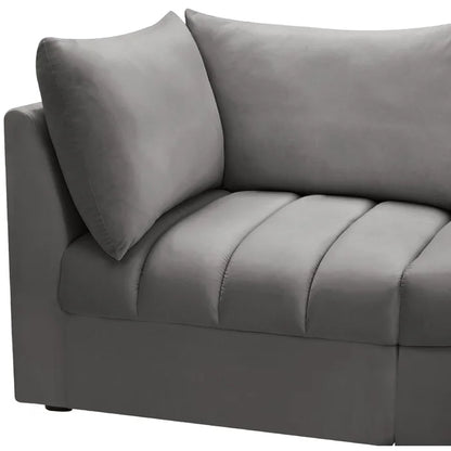 L-Shape Sectional Sofa: 5 - Piece Jacob Velvet Sofa Modular Sectional(Gray Velvet)