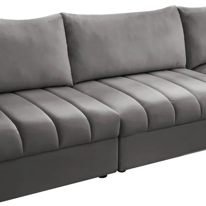 L-Shape Sectional Sofa: 5 - Piece Jacob Velvet Sofa Modular Sectional(Gray Velvet)