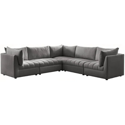 L-Shape Sectional Sofa: 5 - Piece Jacob Velvet Sofa Modular Sectional(Gray Velvet)