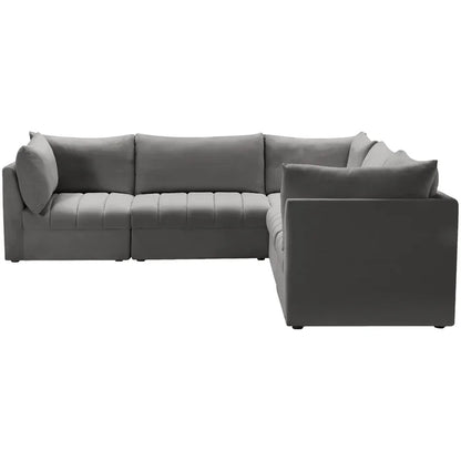 L-Shape Sectional Sofa: 5 - Piece Jacob Velvet Sofa Modular Sectional(Gray Velvet)